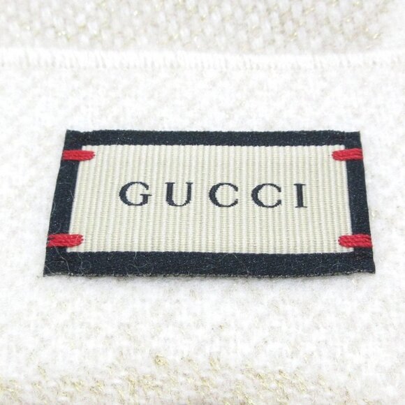 Auth GUCCI GG Cashmere Lame Jacquard Scarf - Picture 14 of 16